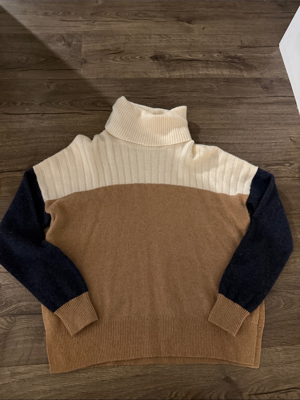 Madewell women's Wool Blend Hickory Colorblock Cowl Neck- Medium